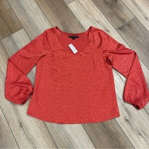 NWT White House Black Market Orange Blouse Size Medium